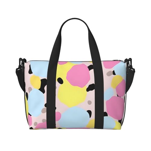 Pink Geometric Travel Bag, Blue Yellow Geometric Weekender Overnight Bag, Shoulder Travel Duffel Bag Carry On Gym Bag for Women Men
