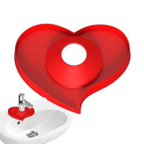 Matera de Fregadero en de corazón - Guardia de Salpicaduras de Grifo de Silicona y Secado de Secado | Protector de Fregadero de Cocina de Doble para Drenaje de Platos: delineador de Lavabo