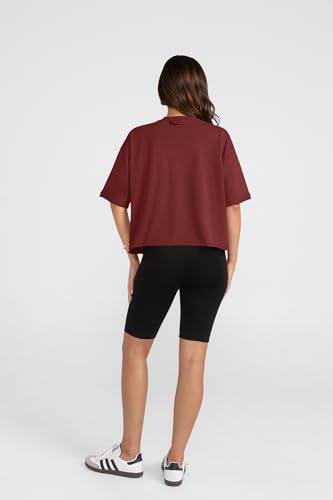 UEU Women's Comfy Basic Workout Gym Short Sleeve Crop Tops Casual Loose Oversized T-Shirts3