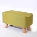 ALIAOFORZ Prostokątny drewniany podnóżek, wyściełany pufa stołek z 4 bukowymi nogami, stołek do zmiany butów, zdejmowany lniany pokrowiec, podnóżek, pufa, zielony Matcha Green - 50 x 26 x 28 cm