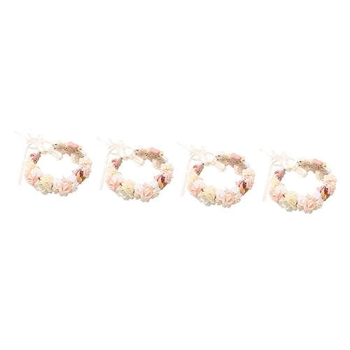 Bandeaux floraux de mariage avec nœud et ruban MAGICLULU - Lot de 4