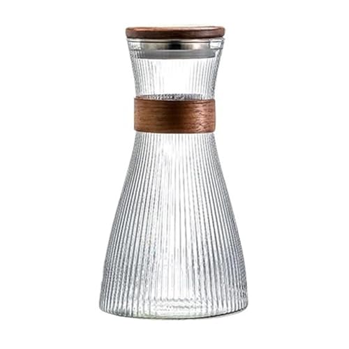 Gcljlmy Ice Tea Jug, Juice Glass, Juice Milk Cold Carafe with Walnut Lid, 1.5L Tea Jug, Cool Jug with Boiled Water for Lemonade