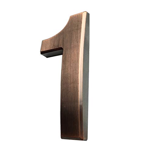 HopeWan 4 Inch Mailbox Numbers NO. 1, Self Adhesive Door Number Stickers, Antique Classic Bronze Style.(1, Bronze)