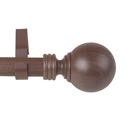 Rod Desyne 1" Evelyne Faux Wood Single Curtain Rod, 66-120 Inch, Dark Walnut #TOP3