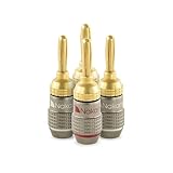 Nakamichi FanLock Excel シリーズ 24k 金メッキ バナナプラグ 10 AWG - 18 AWG ゲージ サイズ 4mm スピーカー アンプ Hi-Fi ステレオ ホームシアター ラジオ オーディオ ワイヤ ケーブル AV レシーバー クイック コネクタ用、4個 (2ペア)