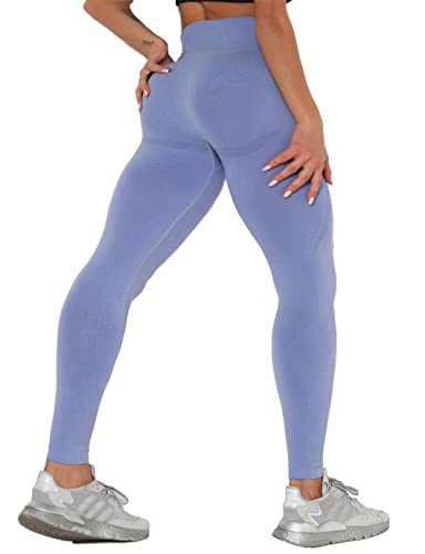 SHAPERIN Leggings de Sport de Compression pour Femmes Pantalons de Sport Abdominaux Taille Haute Anti-Cellulite Opaques PO Push up Collants de Fitness pour Yoga Entraînement Gym(#2 Bleu,S) Cover