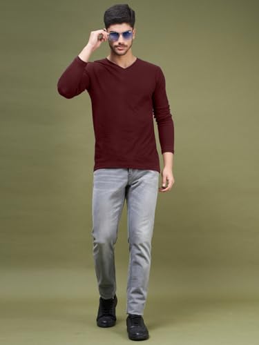 Image of INKKR Men's Solid Plain V-Neck T-Shirt