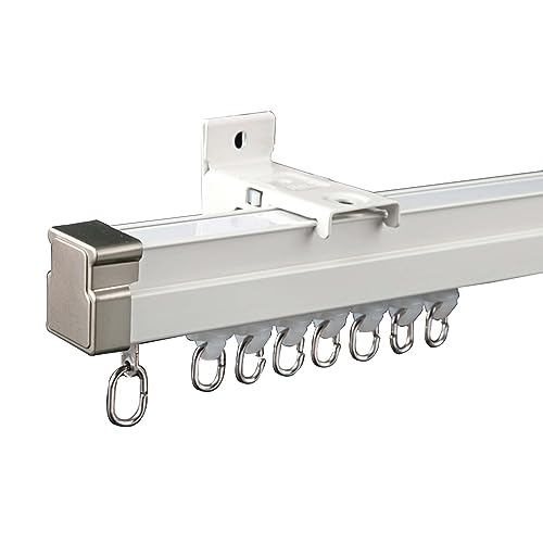 DACUDA Riel de Cortina Flexible y Plegable, Resistente, Juego de riel Divisor de ambientes con Rodillos silenciosos, Color Blanco (Montaje en Pared, 11 m/36 pies)