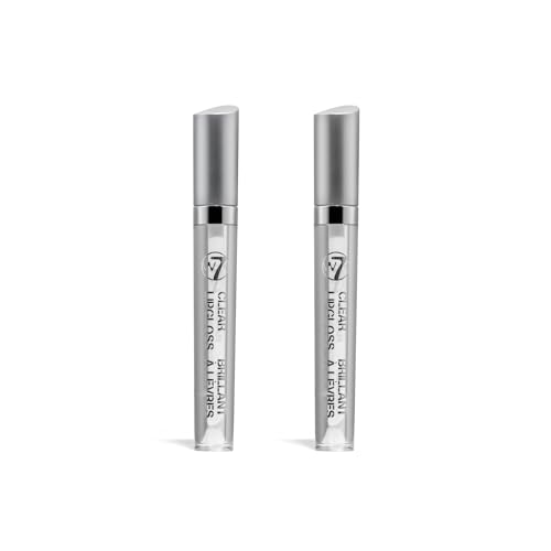 W7 Lip Gloss Wand - Soft Clear Liquid Gloss - Non-Sticky, High-Shine Finish - 2 Pack