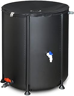 53 Gallon Portable Rain Barrel Water Tank - Collapsable Rainwater Collection System Storage Container - Water Collector Barrels Include Two Spigots and Overflow Kit - Comes with 25 Garden Labels
