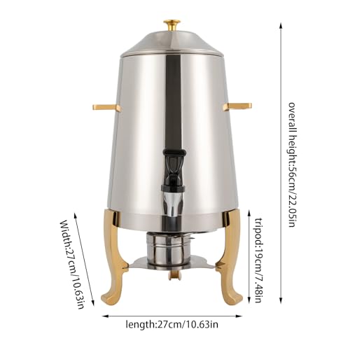 13L/3.43Gal Beverage Dispenser, Stainless Steel Hot Cold Drinks Urn with Fuel Stand, Thermal Tea Juice Milk Coffee Chafer Dispenser with Faucet for Parties Buffet Commercial Use (gold)