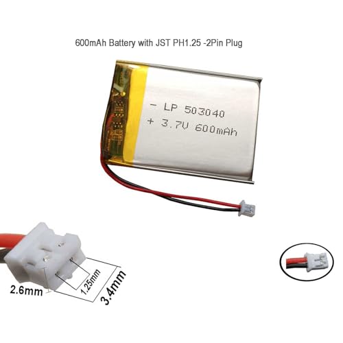 XINLANTECH 503040 600mAh Lipo Battery Replacement for Cozmo Vector Robot SkyBell HD WiFi Video Doorbell Flysight FPV Watch Dash Camera GPS Driving Recorder Wireless Speaker