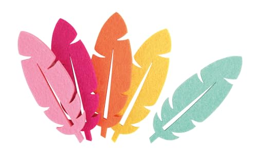 MegaCrea DIY Feder Filz gelb Orange Fuschia türkis 10cmx2,5mm x 10 STK.