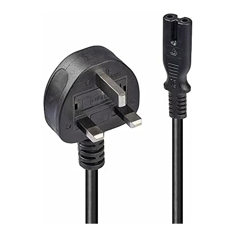 LINDY 30444 2 m UK 3 Pin Plug To IEC C7 Mains Power Cable - Black Cover