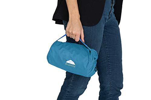 Image of BlueHills Ultra Compact Travel Blankets for Two with Portable Carry Case Case Premium Soft Plush Large Airplane Blankets 2 Pack for Car Plane Train Hotel Layover Peacock -C204-2pk-Teal