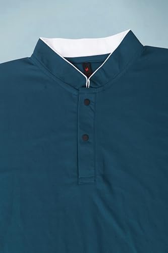Image of BAGHADBILLO Men's and Boy's Polyster T-Shirt with Mandarin Collared Neck Half Sleeves Closuer Button and Regular Fit | Polo t Shirt for Man