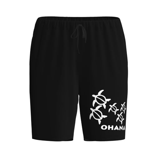 Ohana Honu Hawaiian Sea Turtle Pajama Shorts for Men, Men's Pajama Bottoms, Sleepwear for Summer2