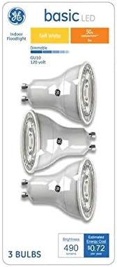 GE Paquete de 3 bombillas LED básicas equivalentes a 50 W, 2700 K, luz blanca cálida Mr16, bombillas GU10 base de 120 V