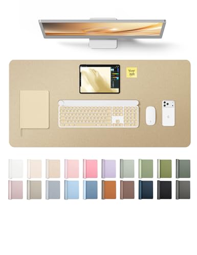 YSAGi Leather Desk Pad Protector, Office Desk Mat, Large Mouse Pad, Non-Slip PU Leather Desk Blotter, Laptop Desk Pad, Waterproof Desk Writing Pad for Office and Home (Gold, 31.5" x 15.8")
