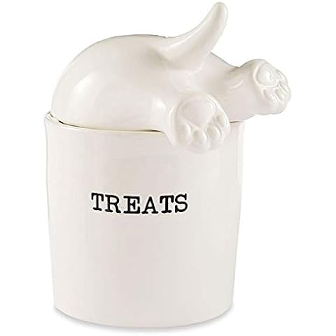 Mud Pie Dog Tail Treat Canister - Ceramic Dog Treat Jar Cover