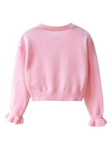 WDIRARA Girl's Cute Bow Cardigan Sweaters Button Up Ruffle Long Sleeve Knit Outerwear2