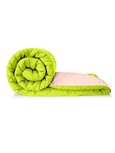 Image of Clasiko Reversible Single Bed Comforter; 60x90 Inches; 200GSM; Material - Cotton; Reversible; Color - Peach & Green; Pack of 1;