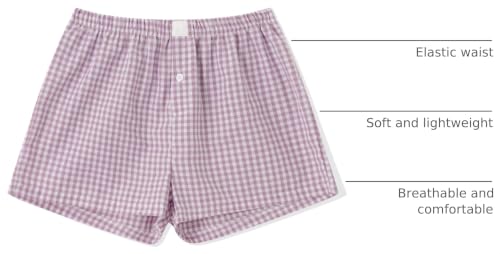 Image of Women Y2k Gingham Boxer Shorts Plaid Striped Cute Mini Bloomers Elastic Waist Loose Fit Summer Shorts