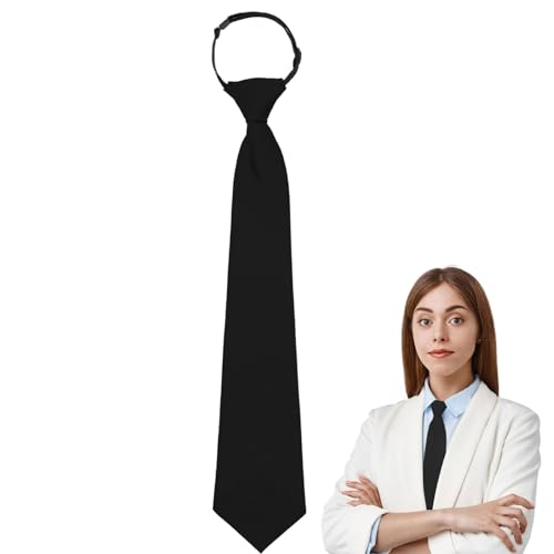 Luckyvestir Womens Black Tie Ajustable Clip on Ties for Women School Uniform Ties for Girls 14 Women Acessory