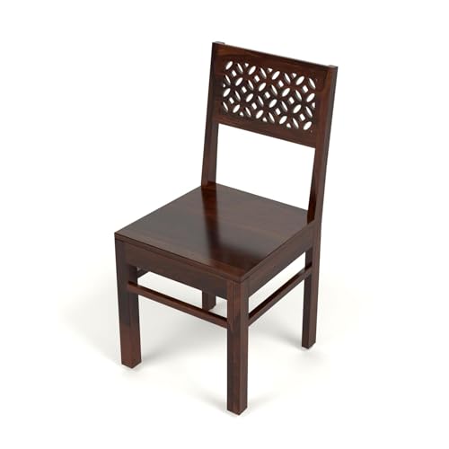 Image of Solid Sheesham Wood 2 Seater Dining Table Set with Cushioned Chairs for Dining Room | Living Room | Home & Office | Hotels Restaurant & Cafe (2 Seater, Walnut Finish A)