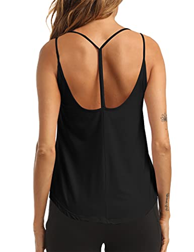 Yeeyotoz Womens Backless Workout Tops For Women Open Back Running Tank Tops Muscle Racerback Yoga Shirts Black L #TOP1