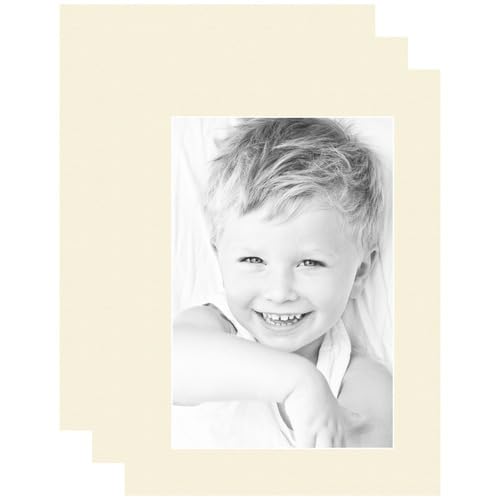 8x12 Cream Linen/Ivory Custom Mat for Picture Frame with 4x8 Opening Size (Mat Only, Frame NOT Included) - 3 Pack