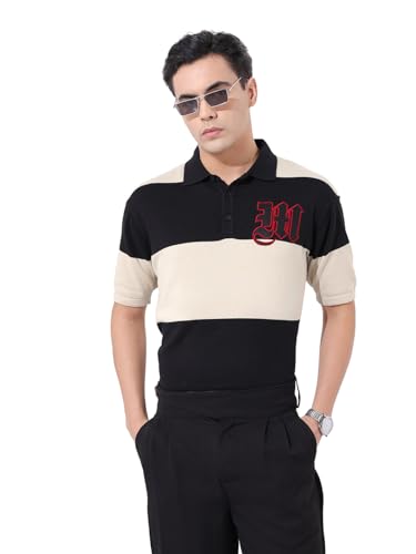 T-shirt surdimensionné texturé crème XL pour homme à manches mi-longues