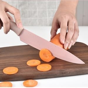 Miniatura 3 de Juego de cuchillos coloridos de 6 piezas, juego de cuchillos de cocina de acero inoxidable de alto carbono con revestimiento antiadherente y mango