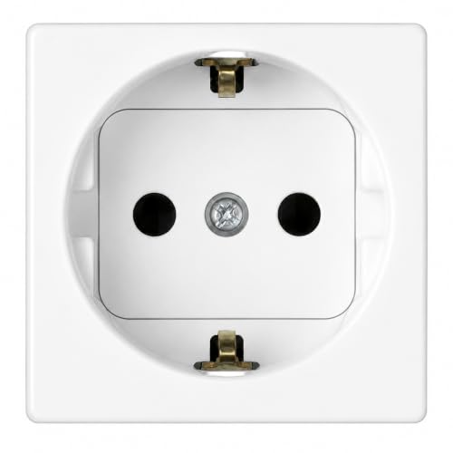 CABLEPELADO Base de enchufe Schuko Simon 27 | Base schuko con dispositivo seguridad y embornamiento a tornillo | ‎‎16 A 250V | 27472-65 | 45x45 mm | 1 elemento | Acabado Blanco | Simon 27