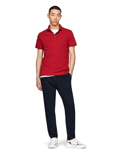 Image of Tommy Hilfiger Men's Short Sleeve Polo Shirts in Regular Fit With Stretch and Organic Pique Cotton