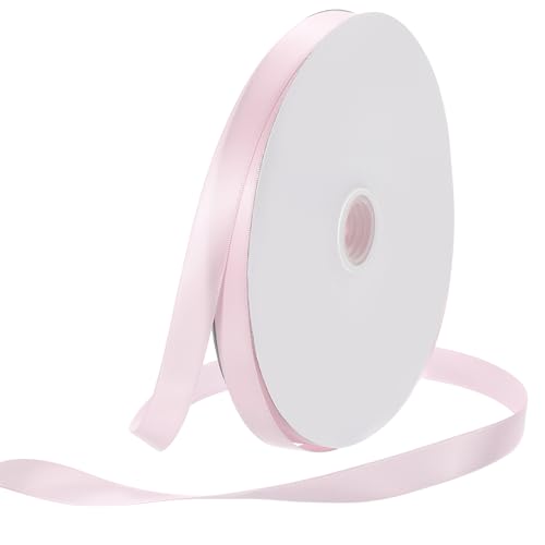 Rebower 100 Yard Satin Ribbon Thick Double Face Grosgrain Silk Ribbon, [for Gift Wrapping, Hair Bows, Wedding, Cake, Flower] - 0.6"(15mm)/Pale Pink