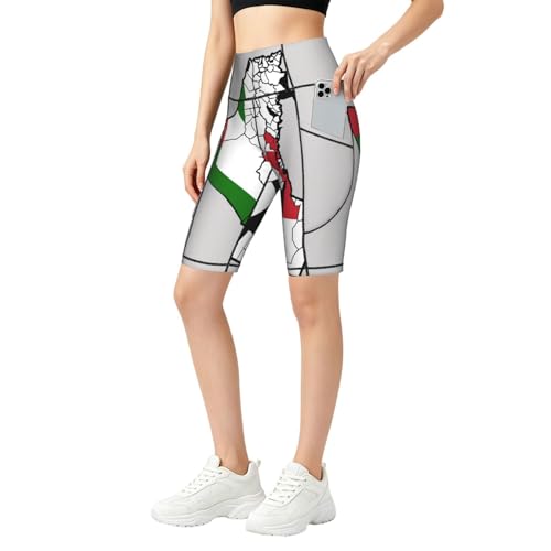 Short sport femme motif Palestine avec poches pour smartphone