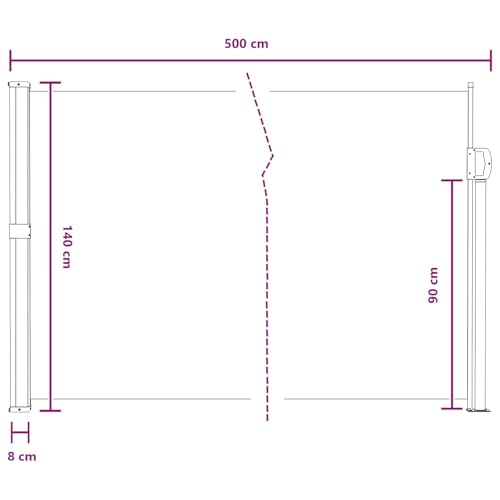 Store latéral rétractable sable 500x140 cm en acier et polyester - 8