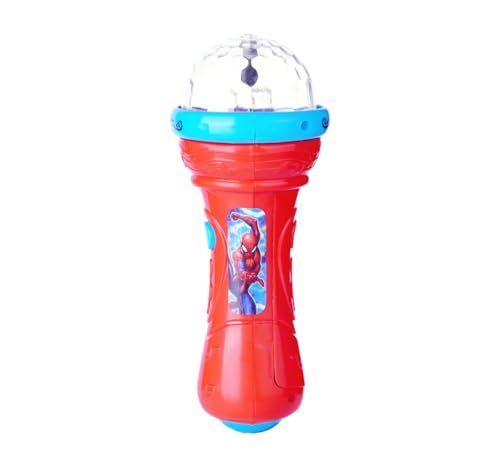 Image of Spiderman Musical Karaoke Microphone for Kids with Rotating Disco Lights & Projector - Educational Musical Toy for Boys & Girls 3+ Years, Sound Effects, Battery Operated