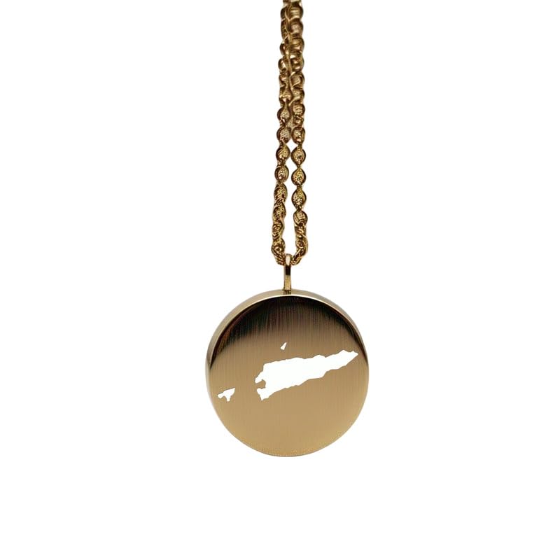 Pendentif carte du Timor oriental en argent sterling plaqué or 14 carats, forme ronde de 24 mm et épaisseur de 1,5 mm, breloque Terre, bijou de voyage délicat | Médaillon gravé Aventure | LKB_MAP_327