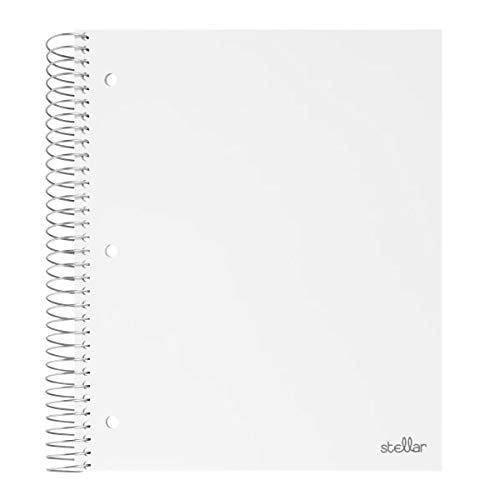 Office Depot® Brand Stellar Poly Notebook, 8" x 10-1/2", 5 Subject, Wide Ruled, 200 Sheets, White