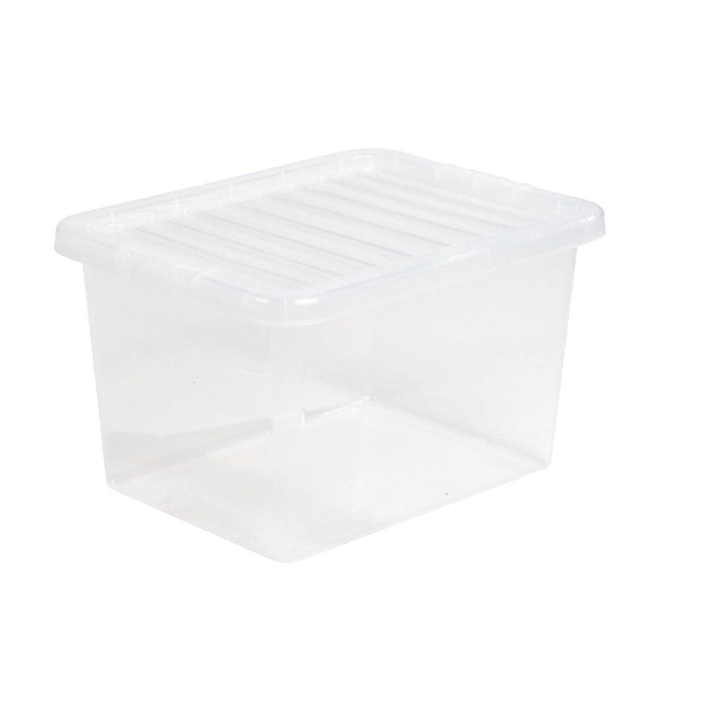 Clear Plastic 4l/7L/11L/14L/25L/32L/37L/45L/60L/80L WHAM Crystal Storage Box with Lid Multi Us Home Office & Workplace Stackable Strong Boxes (Plastic, 25L)