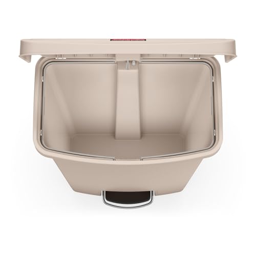Image of Rubbermaid Commercial Products Streamline Plastic Front Step On Trash Can, 24 Gallon, Beige, Hands-Free Garbage Can for Medical Waste in Hospitals /Lab /Emergency /Patient Rooms
