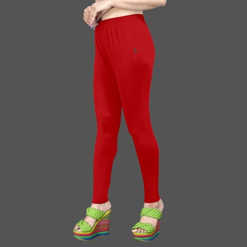 Image of Women's Solid Mid Rise Slim Fit Ankle Length Leggings - Comfortable and Stylish Yoga Pants for Workout, Running and Everyday Wear