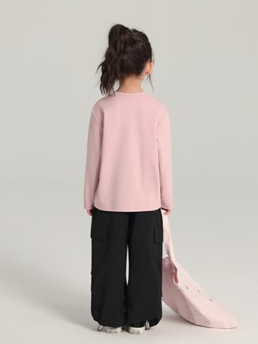 Image of 2026 Premium Girls Long Sleeve Crew Neck T-Shirt, Cotton Blend, Buding Kids Print, Casual Style