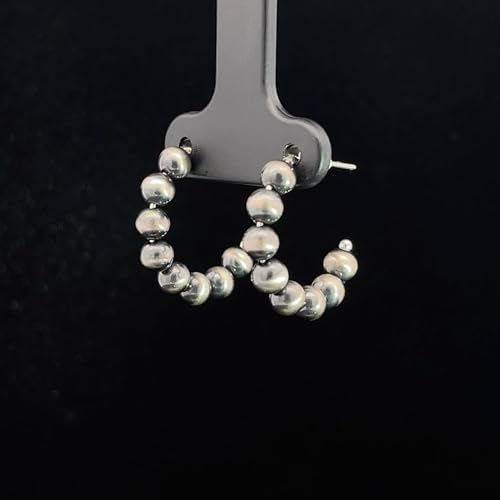 Small Sterling Silver Navajo Pearl Style Hoop Earrings for Women Beaded Western Jewelry Handmade in the USA2