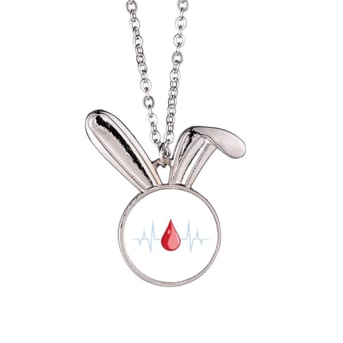 Collier pendentif lapin électrocardiogramme : bijou fantaisie femme motif animal
