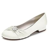Damen-Hochzeitsbraut-Flats, Spitze Zehenschuhe, Satin mit Strasssteinen, Knöchel-Low-Heels, Abschlussball, Partykleid, Pumps, Sandalen