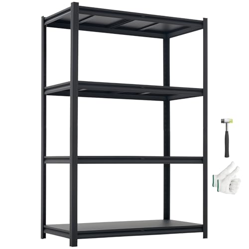Image of VEVOR Storage Shelves, 4-Tier Adjustable, 2400 lbs Capacity, Heavy Duty Garage Storage Shelving Unit, Metal Utility Rack Shelf, for Garage Workshop Warehouse Basement, 40.55 inch W x 20.55 inch D x 60.2 inch H
