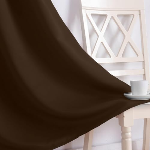 Image of 100% Blackout Double Pinch Pleat Curtains, Linen, Thermal Insulated, 2 Panels, Solid, (Cocoa Brown)